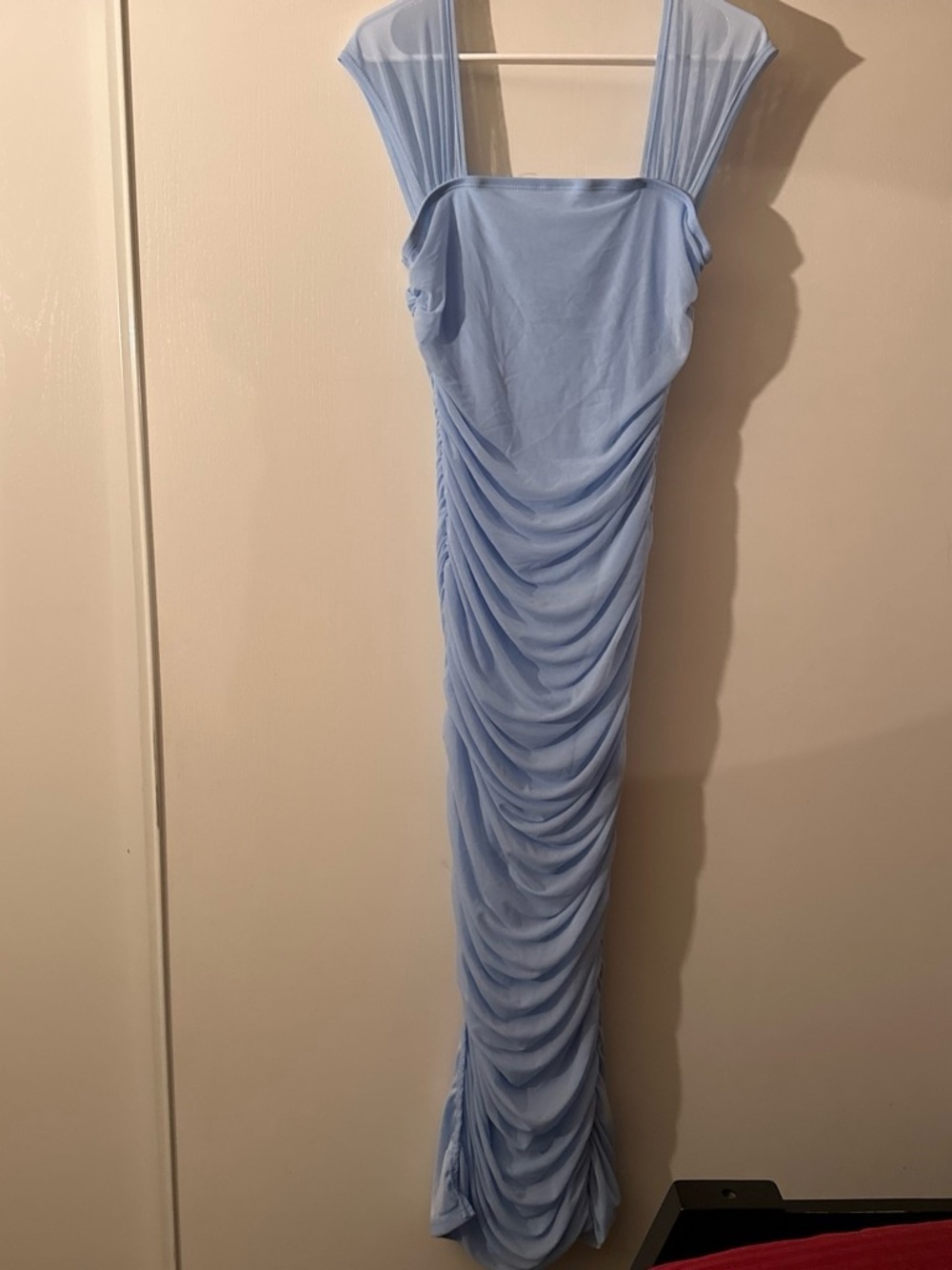 SHEIN Light Blue Ruched Maxi Dress